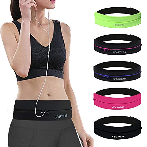 Running Belt | Runner Fanny Pack for Women and Men | Adjustble Waist Band Pack for Storage Phone - color: Black/27"-43"