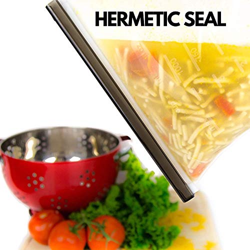 Performore Reusable Silicone Food Storage Bags 6 Pack | 9.5" x 8.5" x 2" | Leakproof, Freezer & Microwave Safe | Eco-Friendly, BPA-Free, Dishwasher Safe | Ideal for Meal Prep, Snacks, and Sous Vide