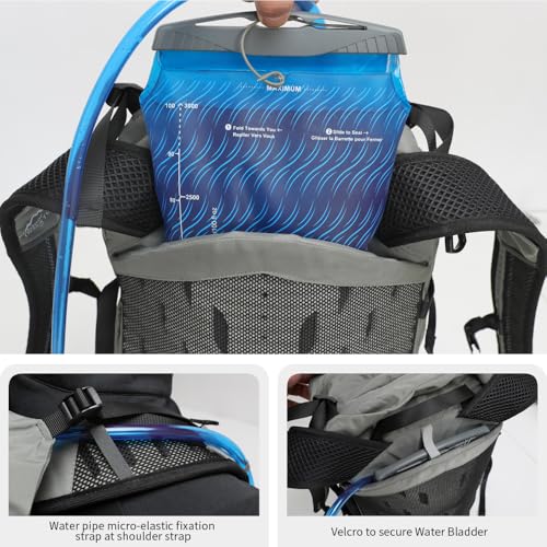 IX INOXTO Hiking Hydration Backpack with 2L/3L Water Bladder for Women and Men18L/25L Water Backpack for Hiking, Cycling, Climbing, Camping - style: Grey-3L Water Bladder