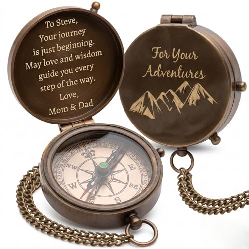 Custom Engraved Compass for Men – Personalized Brass Pocket Compass Gift | Vintage Antique Engravable Keepsake, Son, Husband, Dad, Grandson, Graduation, Fathers Day, Anniversary, Retirement, Christmas