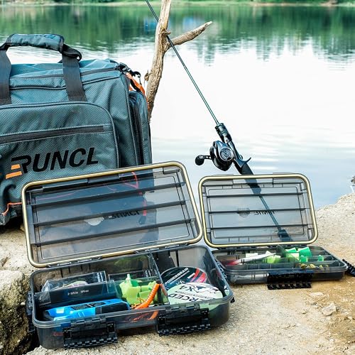 RUNCL Fishing Tackle Box, Waterproof Tray for Jigs Lures, Thicker Floating Tackle Utility Box with Adjustable Dividers, 3600/3700/Large 3700 Size - color: 2PCS 3600