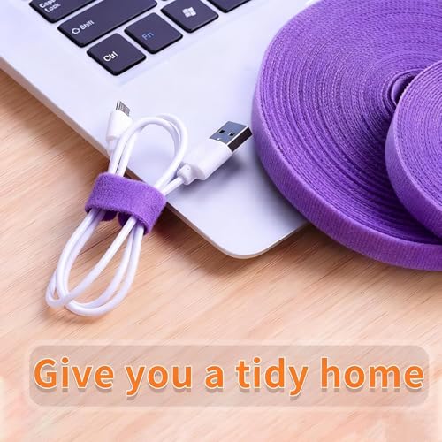 IFNOW Hook and Loop Tape 32FT Reusable Fastening Tape Cable Ties Double-Sided Hook-and-Loop Cable Management Tie (Purple, 0.8IN) - color: Purple, size: 0.8"/32FT,1PCS