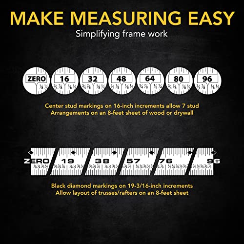 LEXIVON [4-Pack] 25Ft/7.5m Tape Measure, DuaLock & AutoLock | 1-Inch Wide Blade with Nylon Coating, Matte Finish White & Yellow Dual Sided Rule Print | Ft/Inch/Fractions/Metric (LX-204X2) - size: 4PK-25FT DuaLock & AutoLock