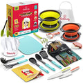 Baketivity Kids Cooking Set with Real Utensils & Kitchen Tool Guide | Includes Mixing Bowls, Cutting Board, Knife and Apron - A Complete Junior Cooking Set Gift For Girls Or Boys - color: Baketivity Kids Cooking Tool Set