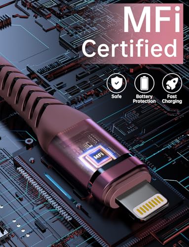 USB to Lightning Cable [Apple MFi Certified] iPhone Charger Long 10FT 3Pack | Fast Heavy Duty Nylon Braided iPhone Charging Cord for iPhone 14 13 12 11 SE X XS XR 8 7 6 6s 5, iPad Pro, Air, mini - Pink - color: Pink, size: 10FT, style: USB A to Lightning
