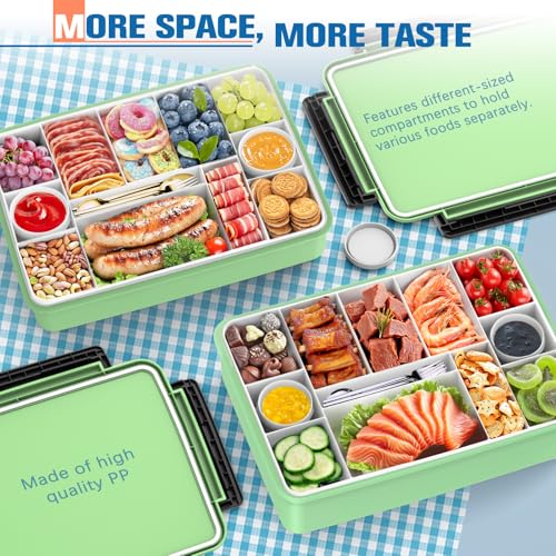 Chilled Portable Snackle Box Container with Ice Pack, Beach Essentials for Summer, Divided Serving Tray with Insulated Bag for 8+ Hrs Cooling, Snack Containers for Road Trip Charcuterie Snack Picnic - color: Green
