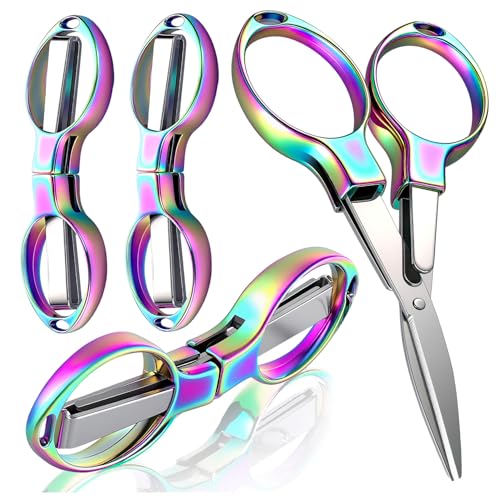4Pcs Folding Scissors for Travel, Small Folding Badge Scissors for Nurses