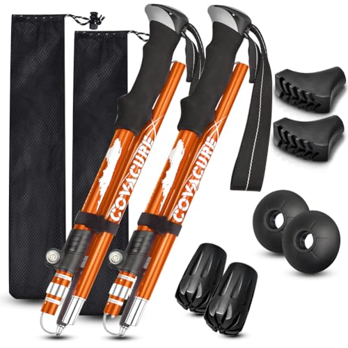 Covacure Hiking Poles Collapsible Lightweight-Aluminum 7075 Trekking Poles - color: Orange