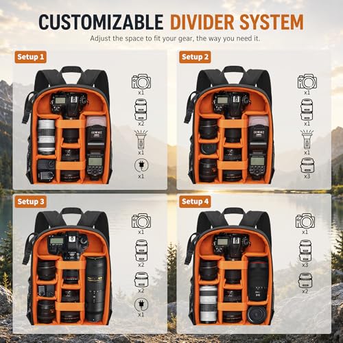 Camera Backpack for Photographers, Professional DSLR Camera Bag - color: Orange, size: Standard