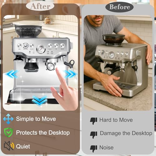 1 Pcs Sliding Mat for Breville Espresso Machine 870XL, with Microfiber Towel and Coffee Brush, Slide Easily,Cleanig Kit, Cafe Accessories,Scratch-Free Movement for Countertop and Keep Machine Clean - color: Black Sliding Mat+Towel+Brush, size: 3-piece Set