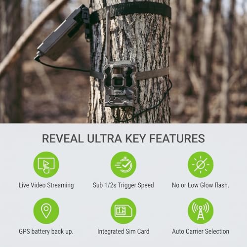 TACTACAM Reveal Ultra Cellular Trail Camera: 4K Photo, 1080p Video, Live View, GPS Tracking-Enabled, Switchable No-Glow/Low-Glow Flash, LTE Connectivity, LCD Screen - Best Hunting, Game Camera