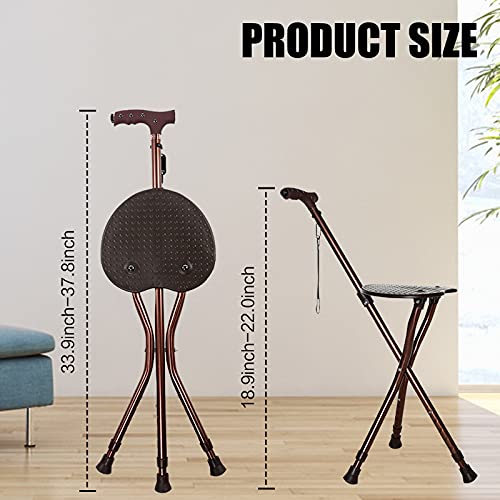 Yayayo Hold 440 lbs Folding Canes with Seat Walking Stick Height Adjustment Cane Seat Capacity Frosted Handle with Magnetic Therapy Stone Crutches Stool - color: Black
