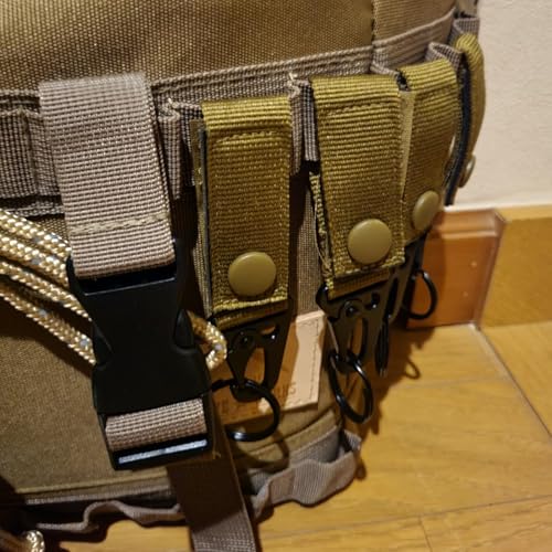 Azarxis Tactical Molle Key Ring Chain Gear Clip Key Keeper Keychain Nylon Belt Key Holder Carabiners Hanger Buckle Hook - color: Khaki - 4 Pack