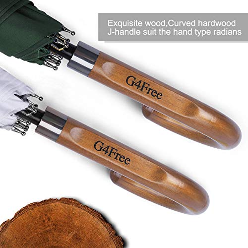 G4Free 52/62inch Golf Umbrella Windproof Large Stick Umbrella Wooden Handle - color: White, size: 52 inch