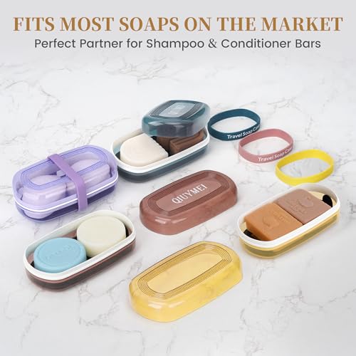Shampoo Bar Holder and Soap Case, Leakproof Travel Container with Lid & Drain Tray, Includes Silicone Strap and Soap Bag, Compatible with Kitsch Solid Shampoo & Conditioner Bars(Lemon Yellow, Large) - color: Lemon Yellow Style A-large