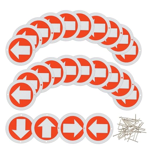 48PCS Reflective Trail Markers Bright Trail Signs Lightweight Glow Trail Arrows Markers for Tree Marking Reflector Camping Hunting Hiking and More, Red