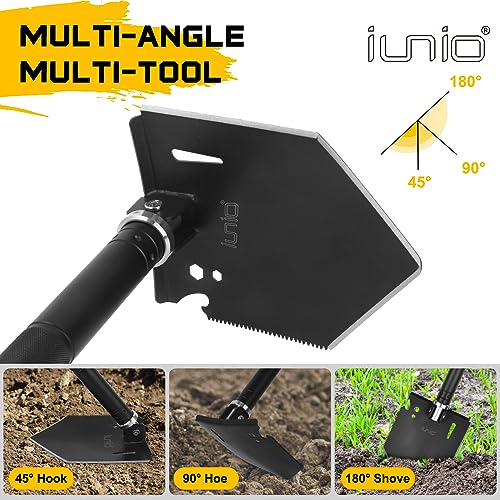 iunio 28in Survival Shovel Multitool with 17in Camping Axe & Carrying Bag, Military Entrenching Tool with Pickaxe, Collapsible Spade for Car Emergency Off-Road Trenching Gardening Snow - size: 28in Shovel+ 17.7in Axe