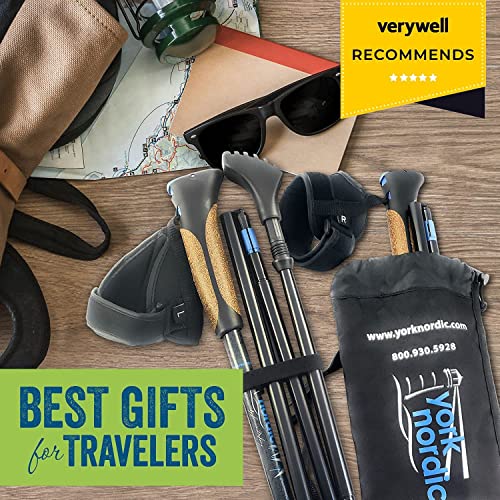 Ultralight Folding Walking Poles - Travel Ready - with Rubber Feet, Baskets, and Bag - size: Heights 5'3" to 5'7", style: Trek/Cushion Grips