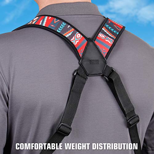 USA Gear DSLR Camera Strap Chest Harness with Quick Release Buckles, Southwest Neoprene Pattern and Accessory Pockets - Compatible with Canon, Nikon, Sony Point and Shoot and Mirrorless Cameras - color: Southwest