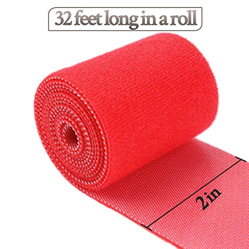 IFNOW Hook and Loop Cable Ties Electrical 32FT Reusable Fastening Tape Double-Sided Cable Ties Hook-and-Loop Management Tape Strength 2''/Width (Red) - color: Red
