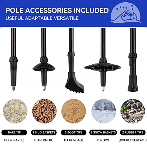 Trekking Poles Collapsible Hiking Poles, Lightweight Aluminum Hiking Sticks - color: Silvery