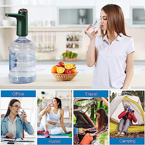 Water Bottle Dispenser,Automatic Drinking Water Pump, Portable Water Bottle Pump for Universal 3, 4 and 5 Gallon USB Electric Charging and Automatic Off Switch Green - color: Green