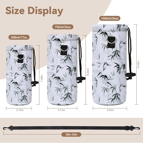 RICHEN Neoprene Water Bottle Carrier Bag with Adjustable Shoulder Strap,Insulated Water Bottle Cover for Stainless Steel/Glass/Plastic Bottles - color: BC-56, size: 750ml
