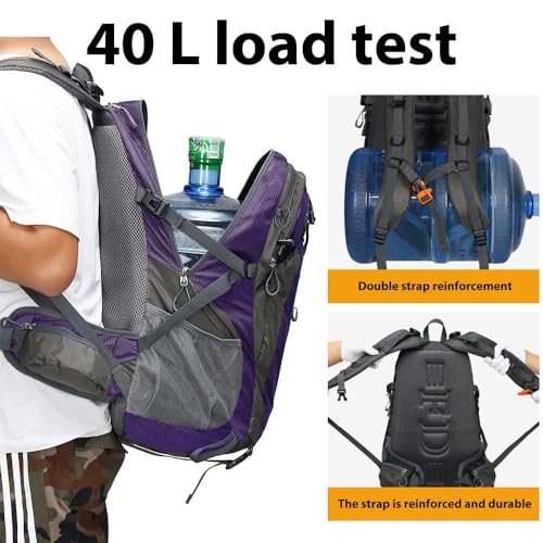 FENGDONG 40L Waterproof Lightweight Hiking,Camping,Travel Backpack for Men Women Purple - color: A3- Purple