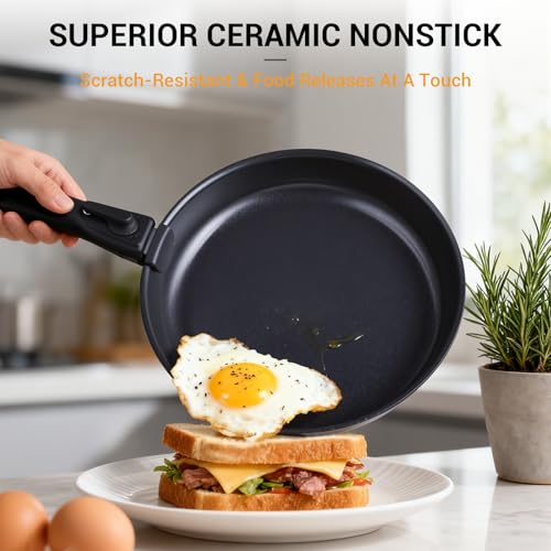 Ammeloo 21Pcs Pots and Pans Set Non Stick with Detachable Handle, Grill Pan - color: Grill Pan Set