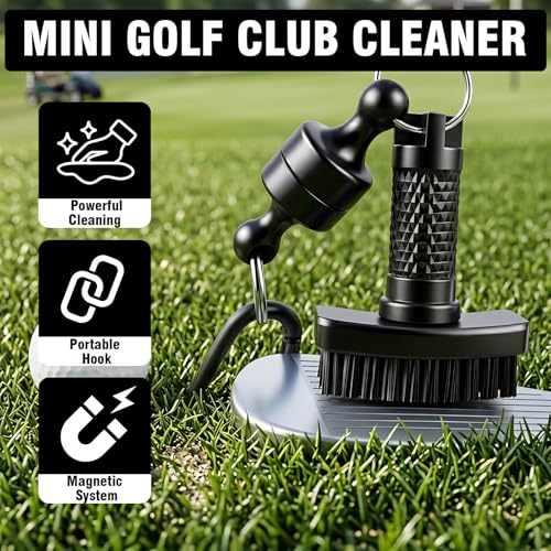 Mini Golf Club Brush, Magnetic Quick-Release Groove Cleaner, Durable Nylon Bristles, Portable Golf Bag Accessory for Outdoor & Travel