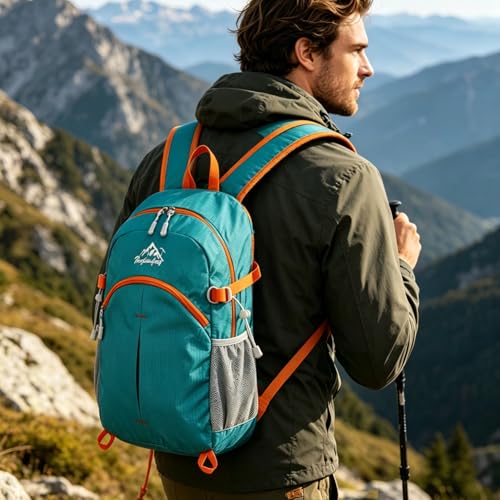 20L Hiking Daypack Packable, Lightweight Water Resistant Camping Backpack, Foldable Travel Backpack for Men Women Outdoor Gear - color: Lvse-xiao