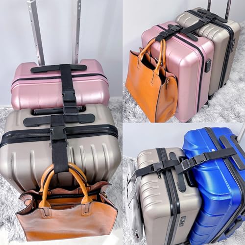 2PCS 22 inch Add a Bag Luggage Straps for Suitcase, Adjustable Suitcase Strap, Travel Accessories Travel Attachment for Connecting Two Suitcases or Smaller Packages Together -Black