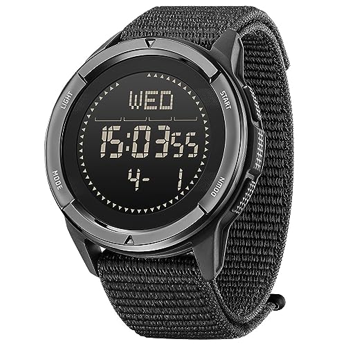 DIDITIME Tactical Watches for Men, Military Watches for Men, Waterproof 164FT, Fitness Watch, Mens Digital Watches with Compass, Metronome, Pedometer, Lightweight Breathable Nylon Watch - color: ALPS-BLACK