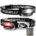 Foxelli LED Headlamp Flashlight for Adults & Kids, Running, Camping, Hiking Head Lamp with White & Red Light, Comfortable Headband, Lightweight & Waterproof, 3 AAA Batteries - color: 2-Pack Black