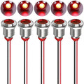 Gebildet 5pcs 12mm LED Metal Indicator Light AC/DC 12-24V Waterproof Signal Lamp Pilot Dash Directional with Wire(Red) - color: Red AC/DC 12-24V