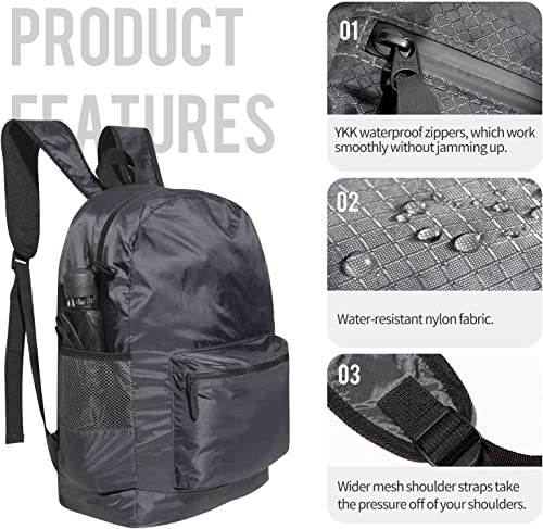 pack all 20L Lightweight Foldable Backpack, Water-Resistant Hiking Daypack | Ultralight, Packable, Tear Resistant Nylon, YKK Waterproof Zipper, Comfortable Mesh Straps, Multi-Pocket for Travel - color: Navy Blue