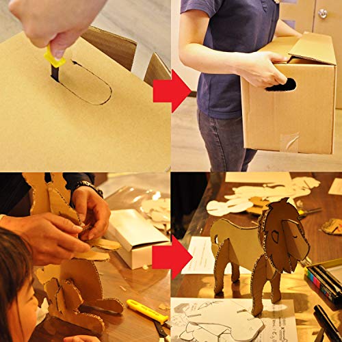 CANARY Cardboard Cutter with Sheath - 7.5" Box Opener Utility Knife with Non-Stick Coated Blade for Breaking Down Boxes & Opening Packages - Made in Japan, Yellow (3-Pack) - color: Yellow 3 Pc