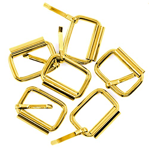 Swpeet 60Pcs 1 Inch / 25mm Heavy Duty Metal Ring Buckle Webbing Belts - color: Gold, style: Metal Roller Buckles