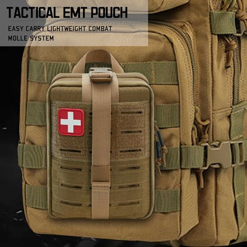 Molle Ifak Pouch, Rip Away Molle Tactical Medical Pouch, Empty First Aid Kit Bag for Duty Belt (1 Pack-TAN) - color: 1 Pack-tan
