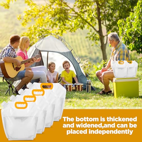 20 Pcs 1.3 Gallon Foldable Water Storage Bag, Clear Premium BPA Free Food Grade Container, Foldable Freezable No-Leak Pouch for Outdoor Sport Camping Hiking Backpack Emergency