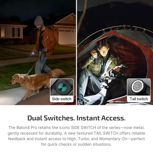 OLIGHT Baton4 Pro EDC Flashlight Rechargeable, Small Pocket Light Black | 1600 Lumens, Bright LED Flash Light,Tactical Switch, Magnetic&USB C Charging, IPX8 Waterproof for Home, Camping and Emergency - color: Black