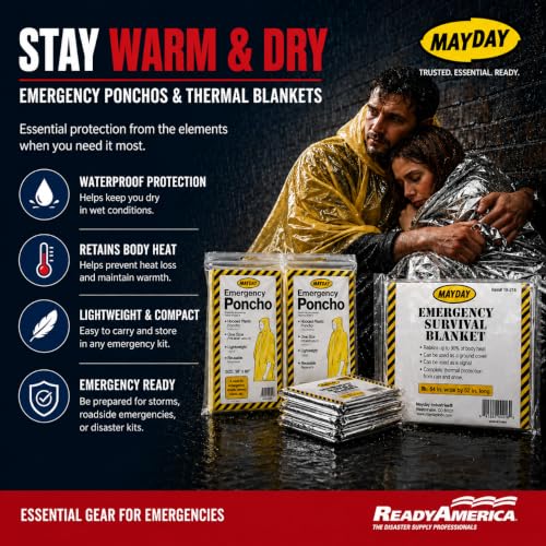 Ready America 70180 72 Hour Emergency Kit, 1-Person, 3-Day Backpack, Includes First Aid Kit, Survival Blanket, Emergency Food Portable Disaster Preparedness Go-Bag for Earthquake, Fire, Flood - size: 1 Person