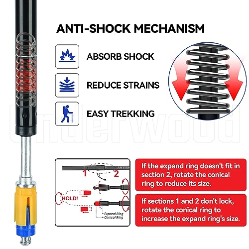 Trekking Poles Collapsible Hiking Poles, Lightweight Aluminum Hiking Sticks - color: Yellow