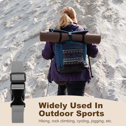 PATIKIL Utility Straps with Quick Release Buckle, (1 Inch x 3 Feet, Gray) (3 Pcs) Adjustable Luggage Polyester Straps Backpack Webbing, Suit for Sleeping Bag/Camping/Hiking - color: Gray, size: 1 Inch x 3 Feet