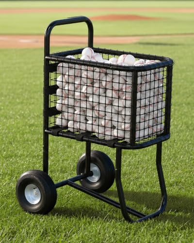 Baseball Cart with Wheels, Large Baseball Caddy and Softball Cart | Large Softball Caddy and Rolling Ball Cart with Wheels for Batting Cages, Team Training, Practice Fields, Schools, and Clubs