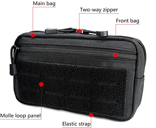 Tactical Molle Pouch, Multi-Purpose EDC Admin Pouch Utility Gadget Gear Backpack Military Waist Bag for Outdoor, Hunting, Traveling, Hiking - color: Black