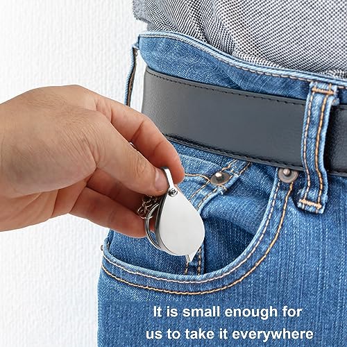 Rongon 10X Pocket Magnifying Glass Small Folding Keychain Magnifier - color: Silver-3pcs