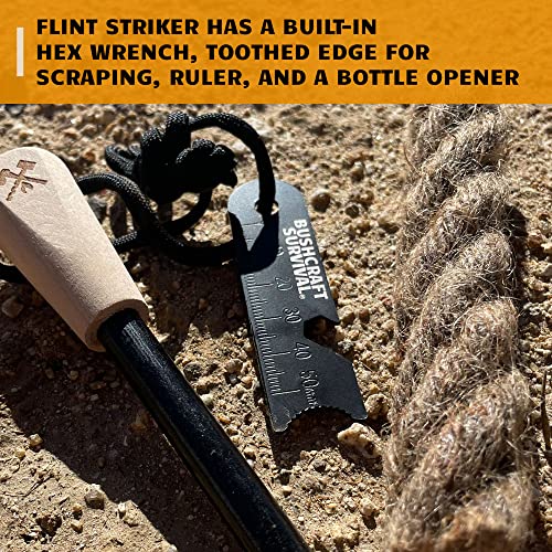 Ferro Rod Fire Starter Kit & Backpacking Multitool | Flint and Steel Striker | Waterproof Magnesium Farrow Rod Tool & Firestarter for Campfires - style: Ferro Rod W/ Jumbo Tinder Rope