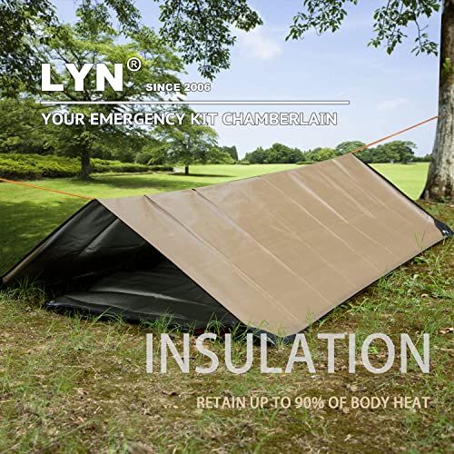 LYN Heavy Duty Emergency Blanket Survival Gear Waterproof Insulated Blanket Emergency Tarp for Camping, Hiking, Bushcraft - color: Suntan