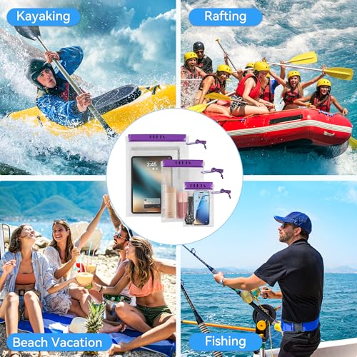 HEETA 5-Pack Clear Waterproof Dry Bag Pouch Document Holder for Phone Maps - color: Purple